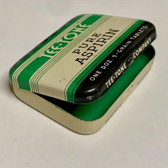 Mid Century Vintage TEE TONE Pure Aspirin Hinge Lidded Medicine Tin - Picture 12 of 16
